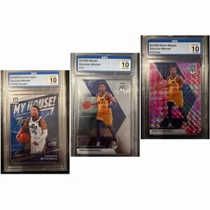 Donovan Mitchell 3 Card Graded Lot ASG Graded 10 Gem Mint Pink Mosaic Optic